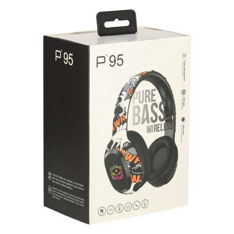 Słuchawki bezprzewodowe nauszne Bluetooth RGB Gaming Sport 200mAh czarne Kik Sp. z o. o. Sp. k.