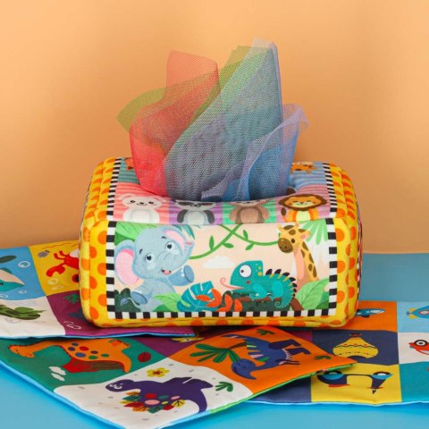 Sorter pudełko z chusteczkami sensoryczne montessori pluszowe cyfry litery Kik Sp. z o. o. Sp. k.