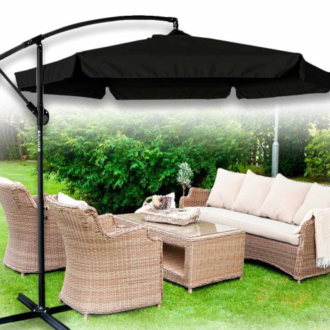Parasol ogrodowy LUARO duży składany z wysięgnikiem 290cm czarny Kik Sp. z o. o. Sp. k.