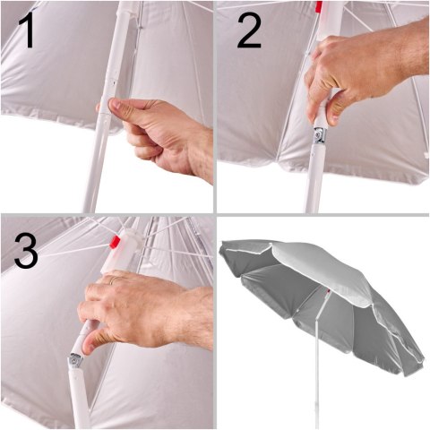 Parasol ogrodowy plażowy regulowany łamany składany UV 150cm szary Kik Sp. z o. o. Sp. k.