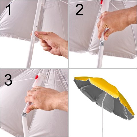 Parasol ogrodowy plażowy regulowany łamany składany UV 150cm żółty Kik Sp. z o. o. Sp. k.