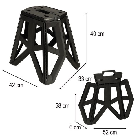 Taboret składany krzesełko turystyczne kempingowe przenośne 40 cm czarny Kik Sp. z o. o. Sp. k.