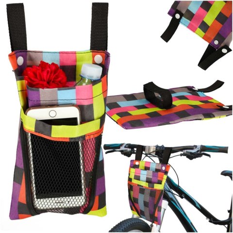 Torba na rower hulajnogę kierownicę telefon sakwa rowerowa kolorowa kratka Kik Sp. z o. o. Sp. k.