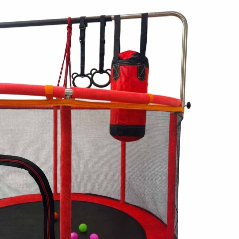 Trampolina dla dzieci ogrodowa siatka piłki koszykówka 155cm czerwona Kik Sp. z o. o. Sp. k.