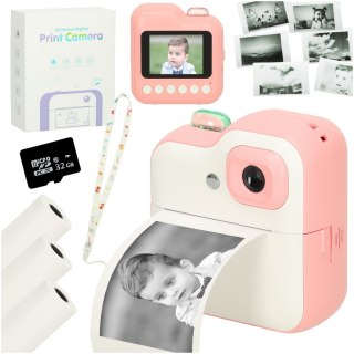 Aparat fotograficzny natychmiastowy drukarka termiczna + wkłady karta 32GB różowy Kik Sp. z o. o. Sp. k.