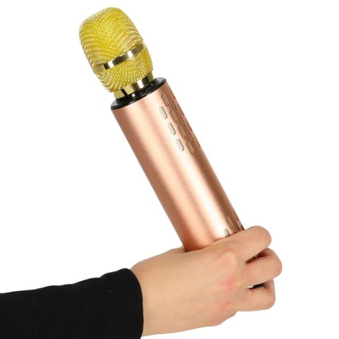 Mikrofon bezprzewodowy karaoke dla dzieci głośnik Bluetooth 2000mAh karta SD USB wysoka jakość złoty Kik Sp. z o. o. Sp. k.