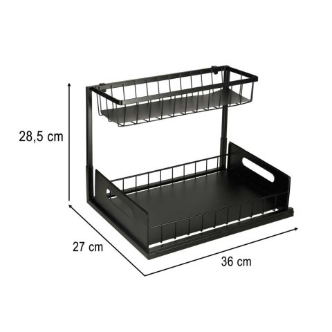 Organizer szafka półka kuchenna kosz pod zlew umywalkę wysuwana półka pojemnik 2-poziomowy metal Kik Sp. z o. o. Sp. k.