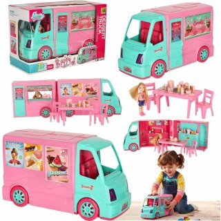 Samochód dla lalek kamper food truck zestaw 21 el. Kik Sp. z o. o. Sp. k.