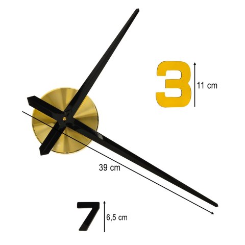 Zegar ścienny naklejany DIY regulowany 100-120 cm czarny złoty 12 cyfr Kik Sp. z o. o. Sp. k.
