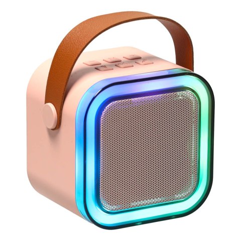 Zestaw do karaoke głośnik Bluetooth 2 mikrofony USB LED 6W różowy Kik Sp. z o. o. Sp. k.