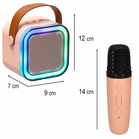 Zestaw do karaoke głośnik Bluetooth 2 mikrofony USB LED 6W różowy Kik Sp. z o. o. Sp. k.