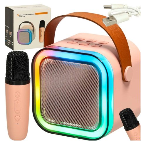 Zestaw do karaoke głośnik Bluetooth mikrofon USB LED różowy Kik Sp. z o. o. Sp. k.