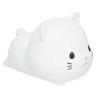 Lampka nocna dla dzieci silikonowa dotykowa miękka USB biała kotek leżący Kik Sp. z o. o. Sp. k.