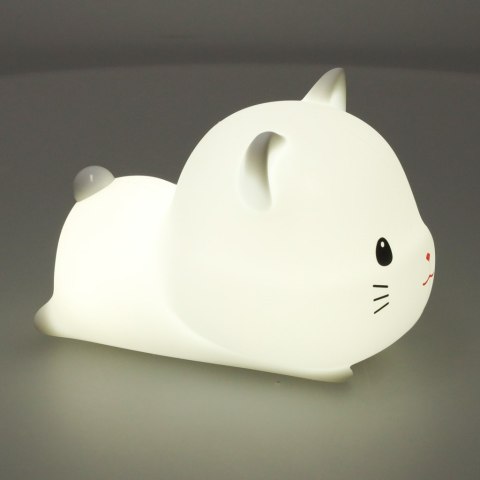 Lampka nocna dla dzieci silikonowa dotykowa miękka USB biała kotek leżący Kik Sp. z o. o. Sp. k.