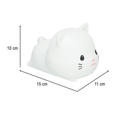 Lampka nocna dla dzieci silikonowa dotykowa miękka USB biała kotek leżący Kik Sp. z o. o. Sp. k.