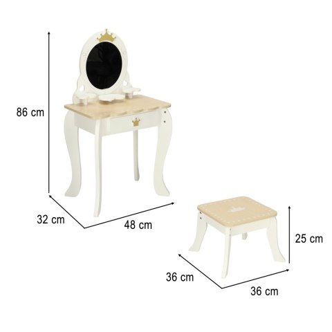 Toaletka drewniana dla dziewczynki LULILO Bella lustro taboret akcesoria Kik Sp. z o. o. Sp. k.