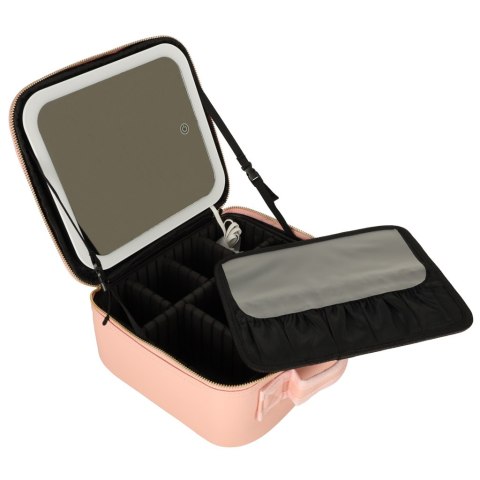 Kosmetyczka organizer na kosmetyki biżuterię kuferek z lusterkiem 10-krotne powiększenie różowy Kik Sp. z o. o. Sp. k.
