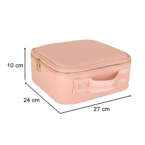 Kosmetyczka organizer na kosmetyki biżuterię kuferek z lusterkiem 10-krotne powiększenie różowy Kik Sp. z o. o. Sp. k.