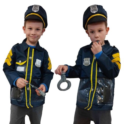 Kostium strój karnawałowy przebranie policjant kajdanki czapka zestaw 3-8 lat Kik Sp. z o. o. Sp. k.