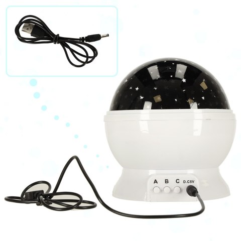 Lampka nocna projektor gwiazd 2w1 USB biała Kik Sp. z o. o. Sp. k.