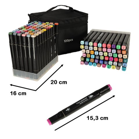 Markery dwustronne mazaki alkoholowe w etui 120 + podstawka Kik Sp. z o. o. Sp. k.