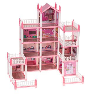 Domek dla lalek willa różowa DIY 4 poziomy mebelki 61cm Kik Sp. z o. o. Sp. k.