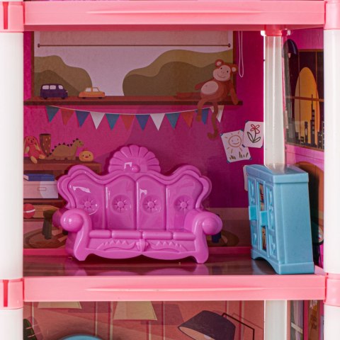Domek dla lalek willa różowa DIY 4 poziomy mebelki 61cm Kik Sp. z o. o. Sp. k.