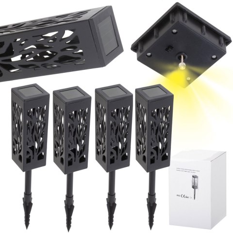 Lampa solarna ogrodowa ażurowa latarenka lamion LED czujnik zmierzchu wbijana 4szt. Kik Sp. z o. o. Sp. k.