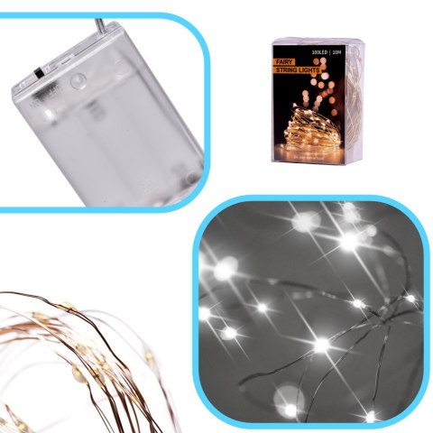 Lampki LED druciki dekoracyjne świąteczne choinkowe 10m 100LED zimny biały Kik Sp. z o. o. Sp. k.
