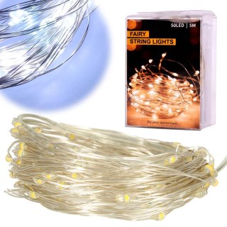Lampki LED druciki dekoracyjne świąteczne choinkowe 5m 50LED zimny biały Kik Sp. z o. o. Sp. k.