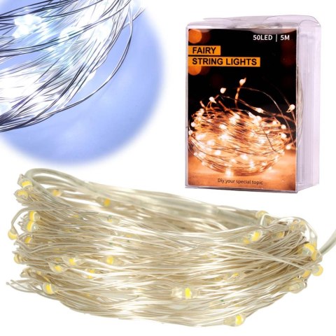 Lampki LED druciki dekoracyjne świąteczne choinkowe 5m 50LED zimny biały Kik Sp. z o. o. Sp. k.