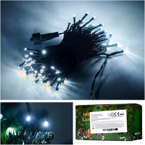 Lampki LED łańcuch świetlny świąteczne choinkowe 10m 100LED zimny biały 8 trybów świecenia Kik Sp. z o. o. Sp. k.