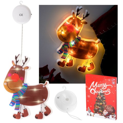 Lampki LED wisząca ozdoba dekoracja okna świąteczna przyssawka renifer Kik Sp. z o. o. Sp. k.