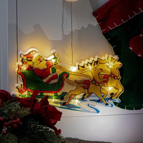 Lampki LED wisząca ozdoba dekoracja okna świąteczna przyssawka sanie Mikołaja Kik Sp. z o. o. Sp. k.