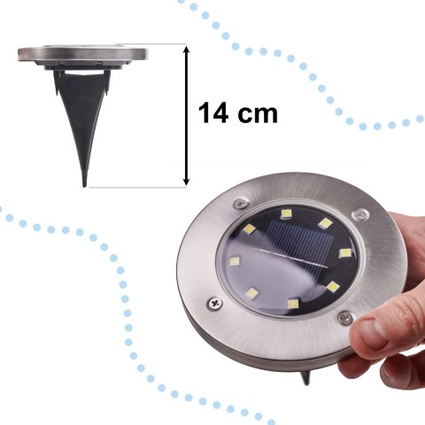Lampy ogrodowe solarne najazdowe gruntowe czujnik zmierzchu wbijane świecący dysk 8LED 12szt. zimny biały Kik Sp. z o. o. Sp. k.