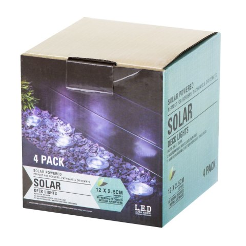 Lampy ogrodowe solarne najazdowe gruntowe czujnik zmierzchu wbijane świecący dysk 8LED 4szt. ciepły biały Kik Sp. z o. o. Sp. k.