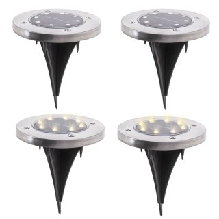 Lampy ogrodowe solarne najazdowe gruntowe czujnik zmierzchu wbijane świecący dysk 8LED 4szt. zimny biały Kik Sp. z o. o. Sp. k.