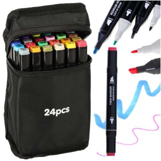 Markery dwustronne mazaki alkoholowe w etui 24 + podstawka Kik Sp. z o. o. Sp. k.