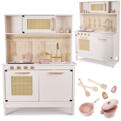 Kuchnia dla dzieci drewniana MDF retro z akcesoriami BOHO 100cm Kik Sp. z o. o. Sp. k.