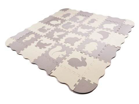 Mata edukacyjna piankowa puzzle szara ecru 36 elementów 150x150cm Kik Sp. z o. o. Sp. k.