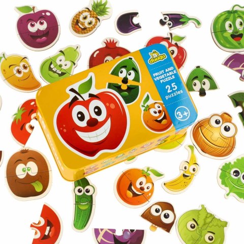 Puzzle dla dzieci układanka w puszce owoce warzywa 50 puzzli 25 obrazków Kik Sp. z o. o. Sp. k.