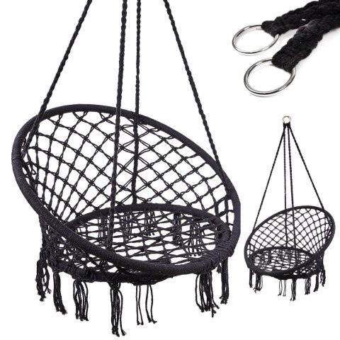 Huśtawka LUARO fotel bocianie gniazdo czarne 80cm 150kg Kik Sp. z o. o. Sp. k.