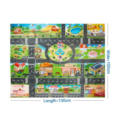 Mata edukacyjna do zabawy miasto ulica + znaki drogowe wodoodporna kolorowa 130x100cm Kik Sp. z o. o. Sp. k.