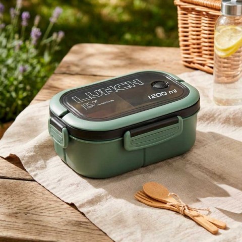 Lunch box śniadaniówka pudełko śniadaniowe z przegródkami dzielone 1200ml zielone Kik Sp. z o. o. Sp. k.