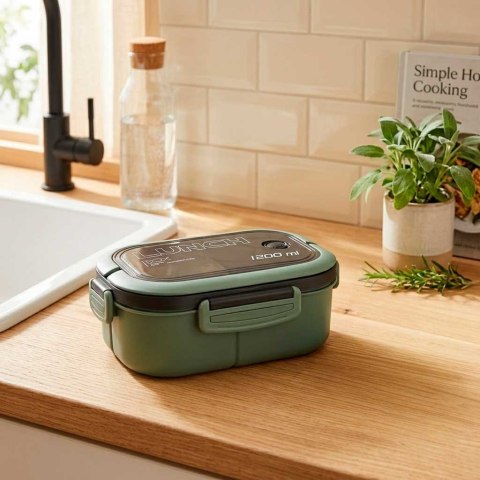 Lunch box śniadaniówka pudełko śniadaniowe z przegródkami dzielone 1200ml zielone Kik Sp. z o. o. Sp. k.