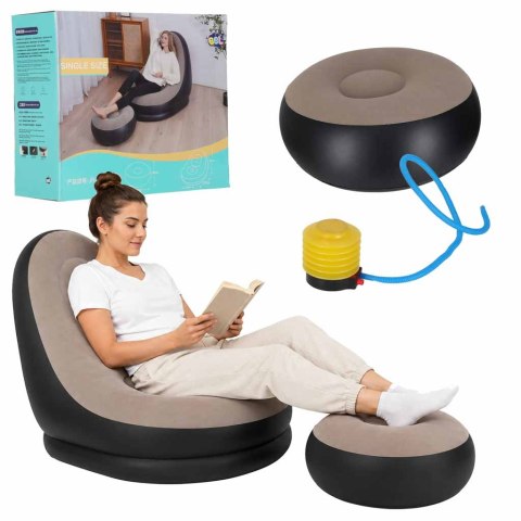 Fotel z podnóżkiem wypoczynkowy dmuchany sofa pufa pompka zestaw 2w1 Kik Sp. z o. o. Sp. k.