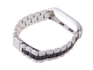 Pasek opaska Xiaomi Mi Band 3/ Xiaomi Mi Band 4 - srebrno czarna HaloFuture