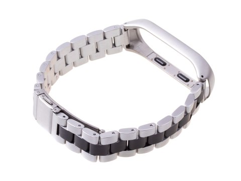 Pasek opaska Xiaomi Mi Band 3/ Xiaomi Mi Band 4 - srebrno czarna HaloFuture