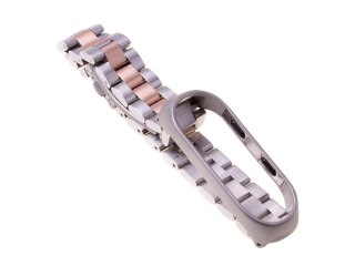 Pasek opaska Xiaomi Mi Band 3/ Xiaomi Mi Band 4 - srebrno rose gold HaloFuture
