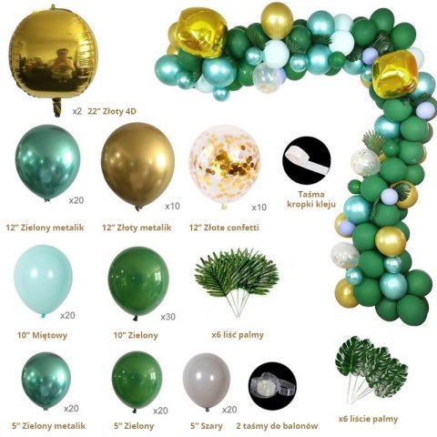 Duża girlanda balonowa 142 balony- zielona HaloFuture